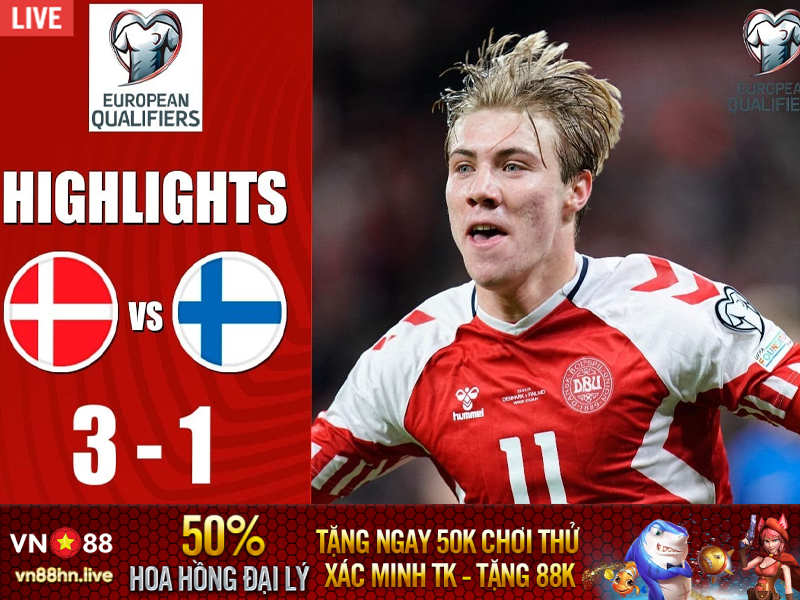 Highlights Vòng Loại Euro 2024 | Đan Mạch 3-1 Phần Lan