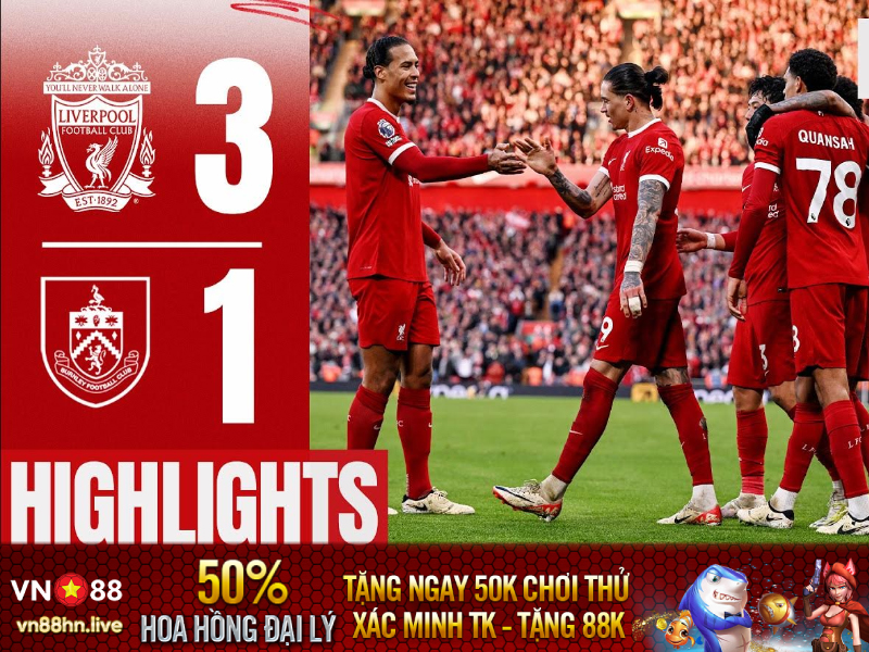 Hightlights EPL 23/24 | Liverpool 3-1 Burnley