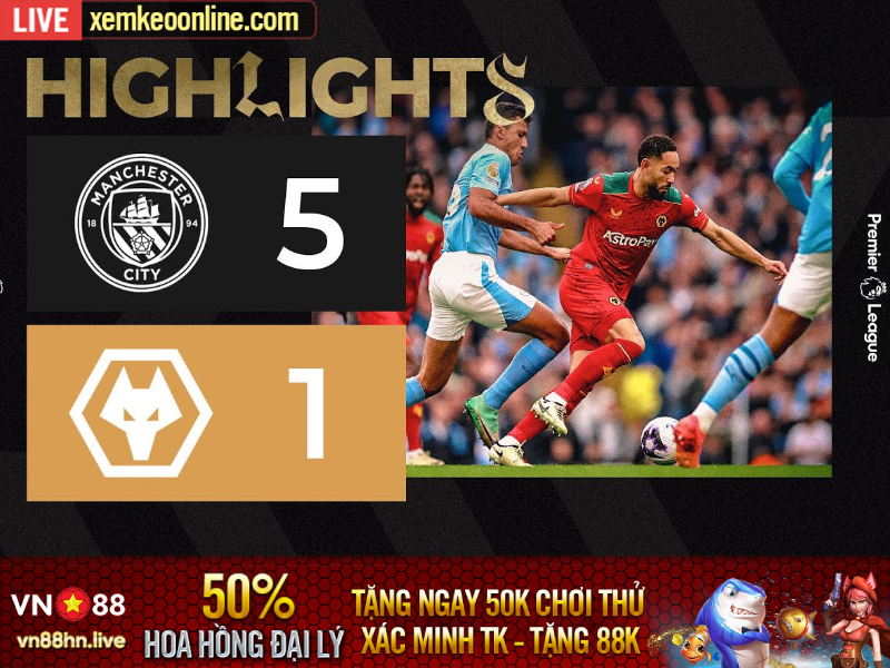 Hightlights EPL 23/24 | Manchester City 5-1 Wolves