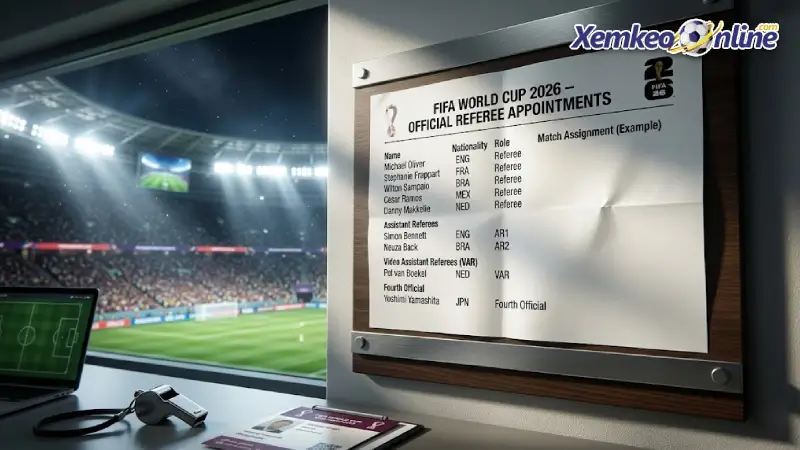 Danh sách trọng tài làm nhiệm vụ tại World Cup 2026