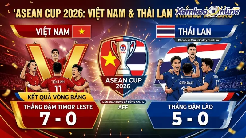 Trận Ra Quân ASEAN Cup 2026: Việt Nam & Thái Lan Thắng Áp Đảo